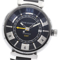 LOUIS VUITTON Q113I Tambour in Black GMT Automatic Men's Watch with Box and Warranty Card