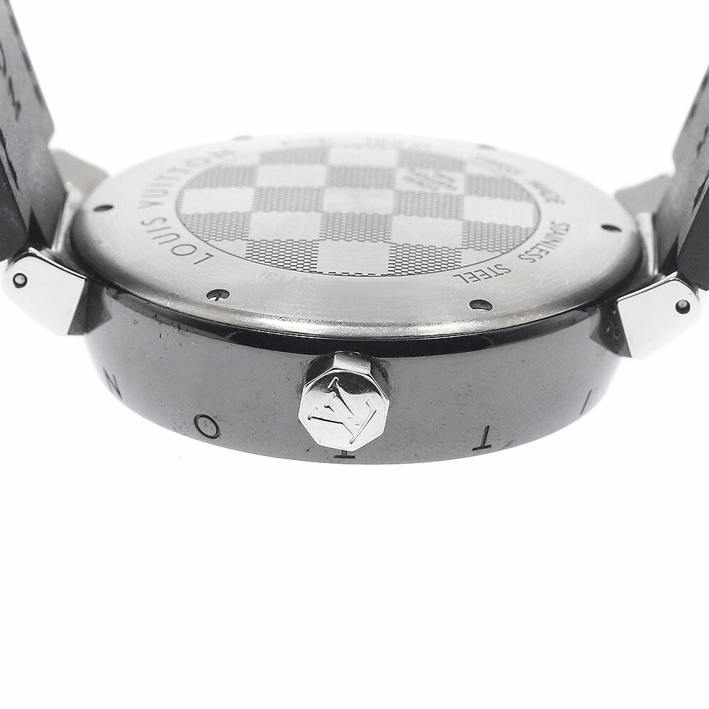 LOUIS VUITTON Q113I Tambour in Black GMT Automatic Men's Watch with Box and Warranty Card
