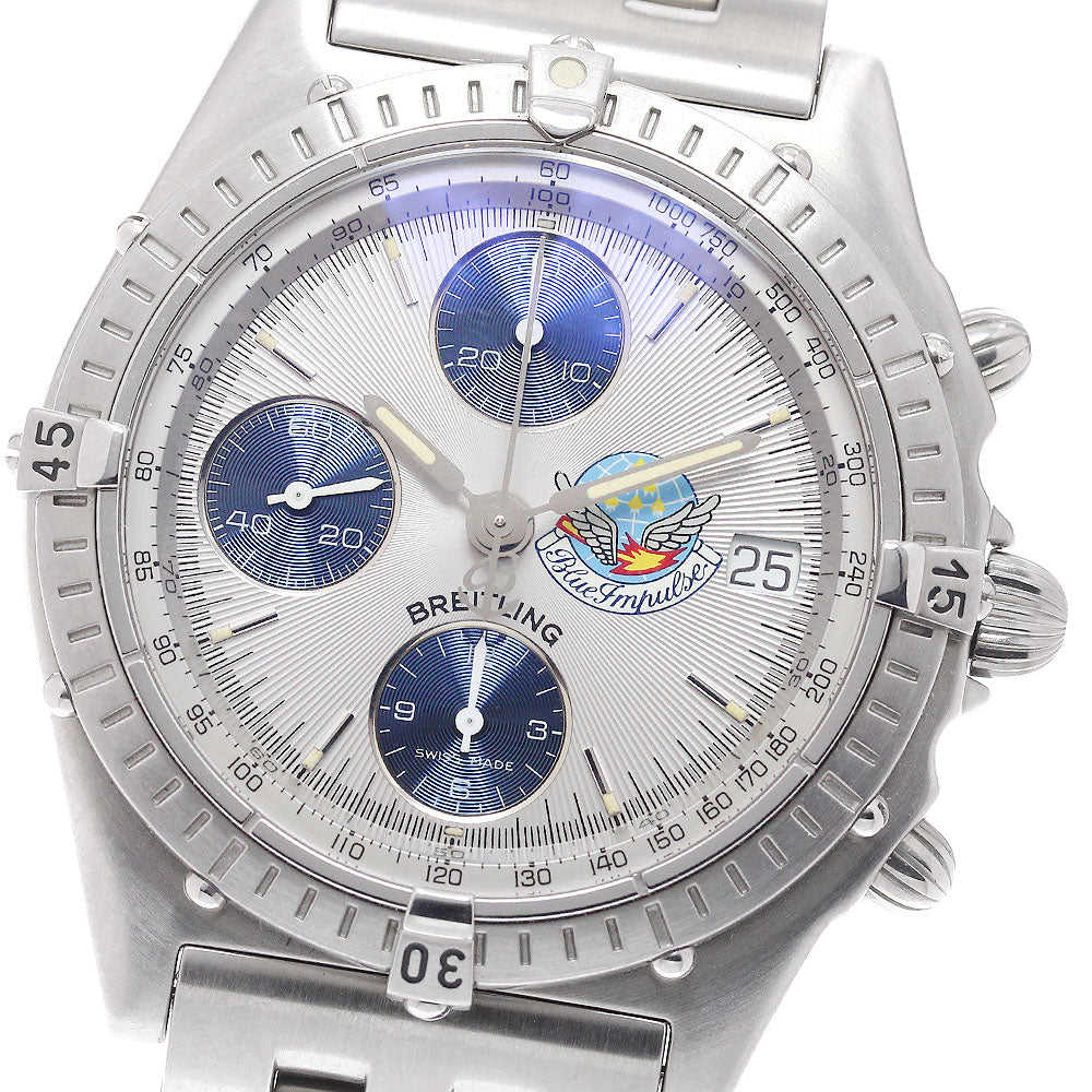 BREITLING A13048 Chronomat Blue Impulse Date Automatic Men's Watch Excellent Condition with Box and Warranty Card
