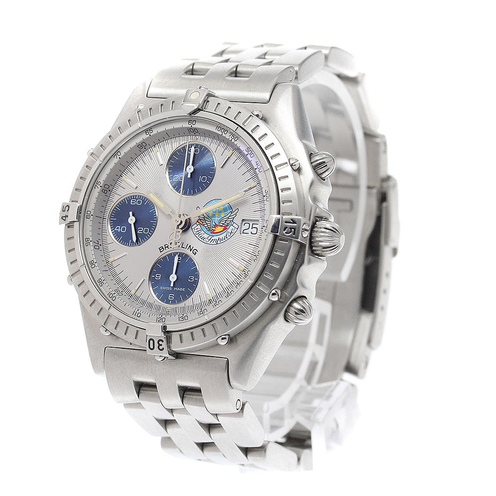 BREITLING A13048 Chronomat Blue Impulse Date Automatic Men's Watch Excellent Condition with Box and Warranty Card
