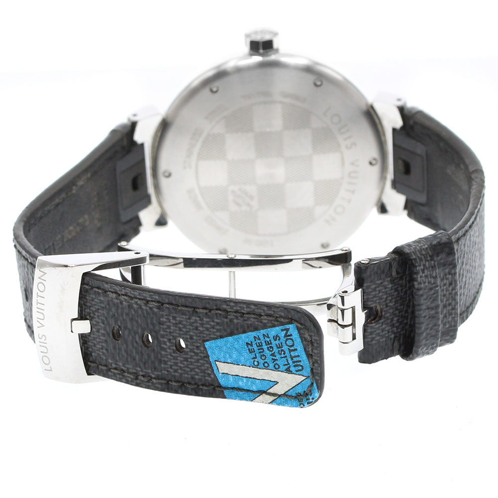 LOUIS VUITTON QA063 Tambour GM Damier World Tour Quartz Men's Watch with Box