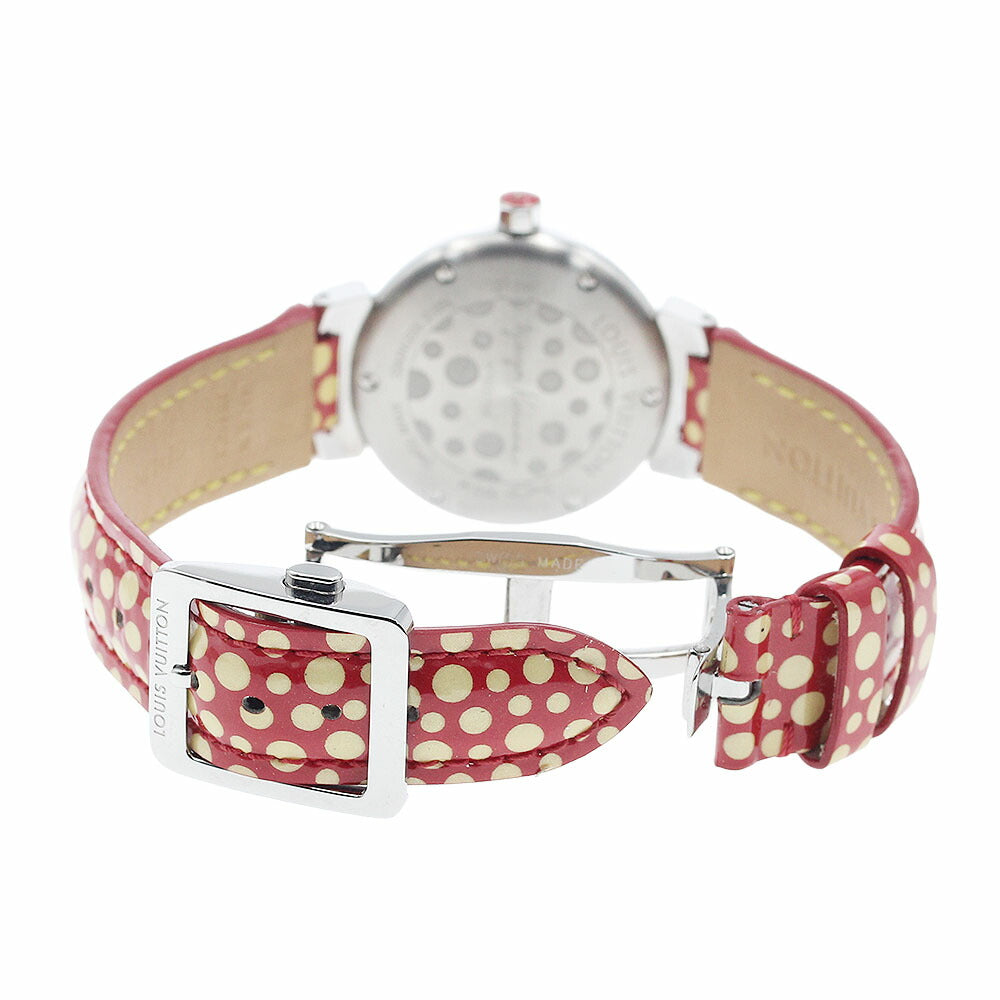 LOUIS VUITTON Q12M7 Tambour Yayoi Kusama Model 10P Diamond Quartz Ladies Watch Excellent Condition with Box and Warranty Card