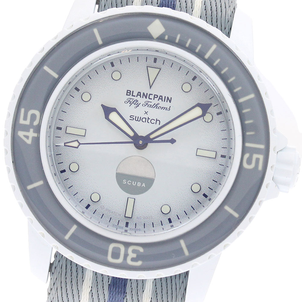 Swatch SO35S100 Blancpain Fifty Fathoms x Automatic Men's Watch Mint Condition with Box and Warranty Card