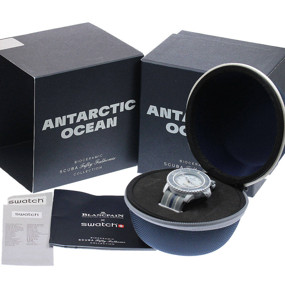 Swatch SO35S100 Blancpain Fifty Fathoms x Automatic Men's Watch Mint Condition with Box and Warranty Card