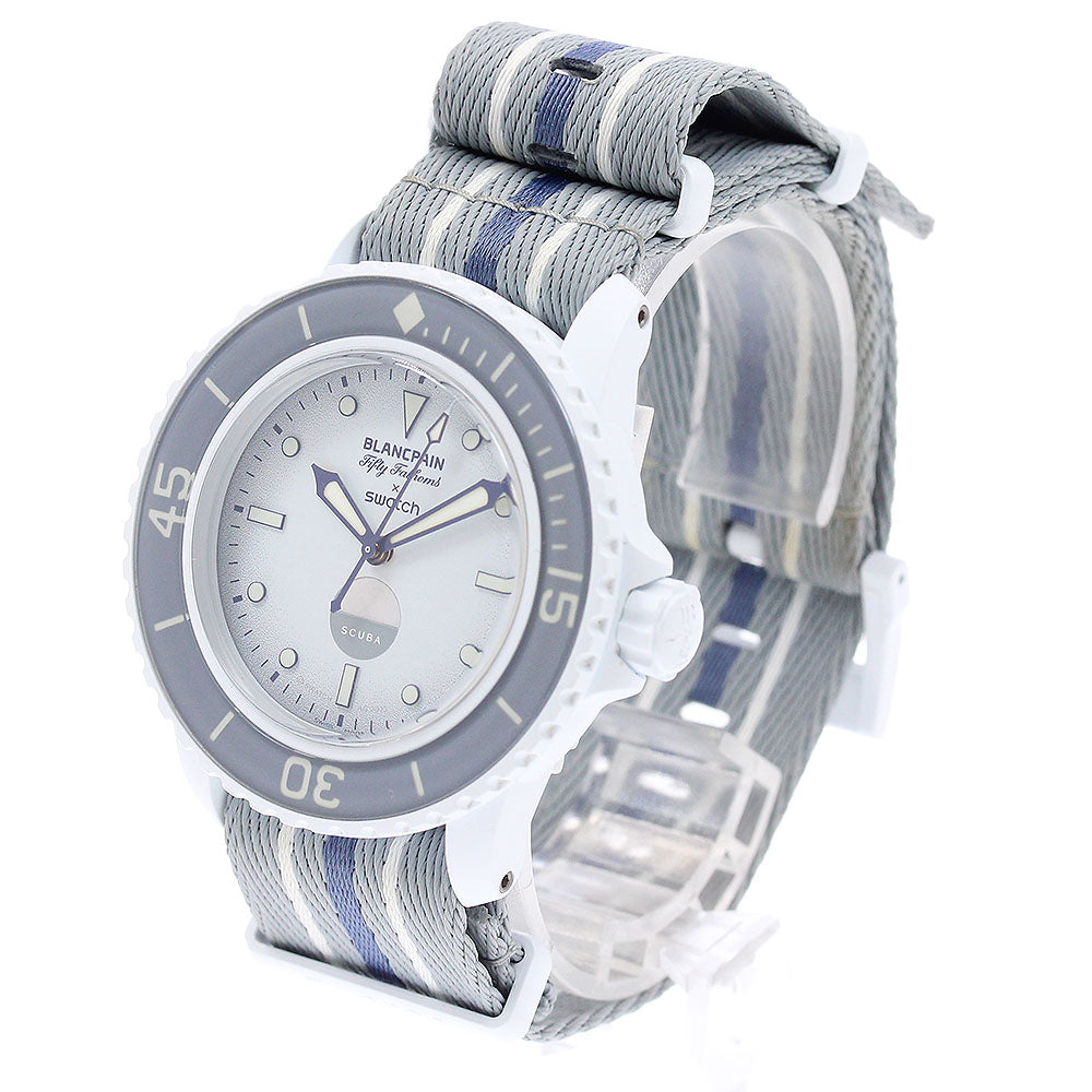 Swatch SO35S100 Blancpain Fifty Fathoms x Automatic Men's Watch Mint Condition with Box and Warranty Card