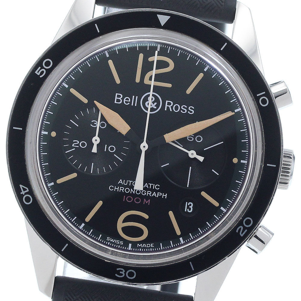 Bell & Ross BR126-94 Vintage Officer Black Date Chronograph Automatic Men's Watch Excellent Condition with Warranty.