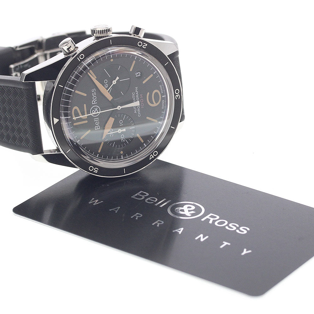 Bell & Ross BR126-94 Vintage Officer Black Date Chronograph Automatic Men's Watch Excellent Condition with Warranty.