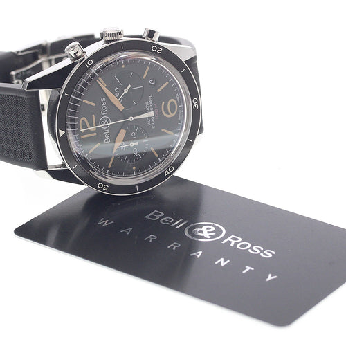 Bell & Ross BR126-94 Vintage Officer Black Date Chronograph Automatic Men's Watch Excellent Condition with Warranty.