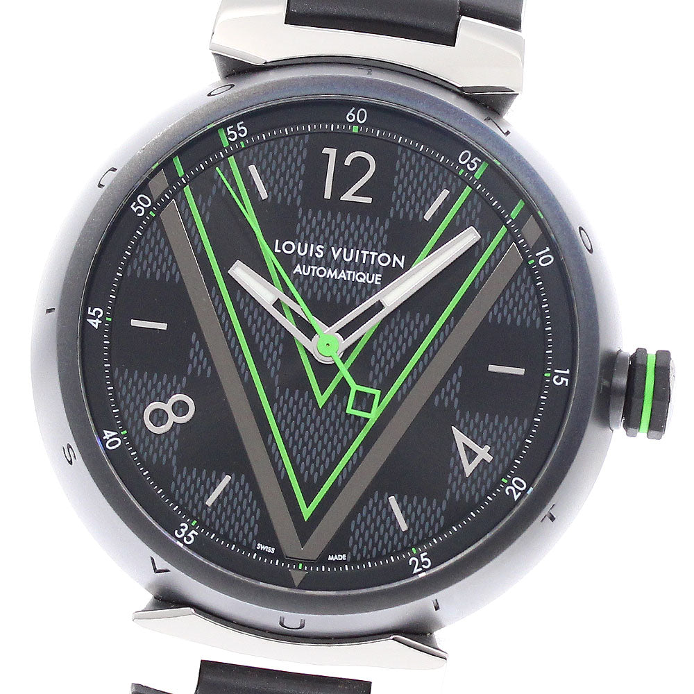 LOUIS VUITTON QA131 Tambour Automatic Men's Watch with Box and Warranty Card