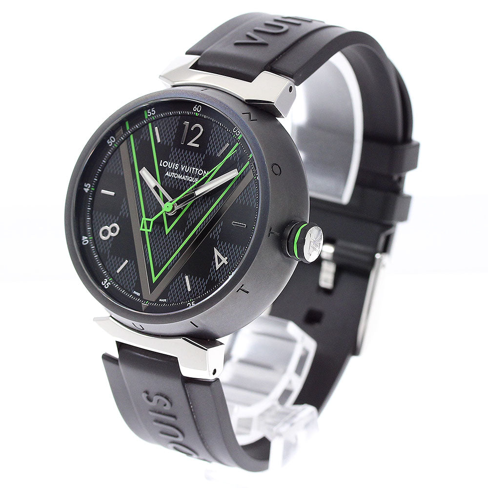 LOUIS VUITTON QA131 Tambour Automatic Men's Watch with Box and Warranty Card