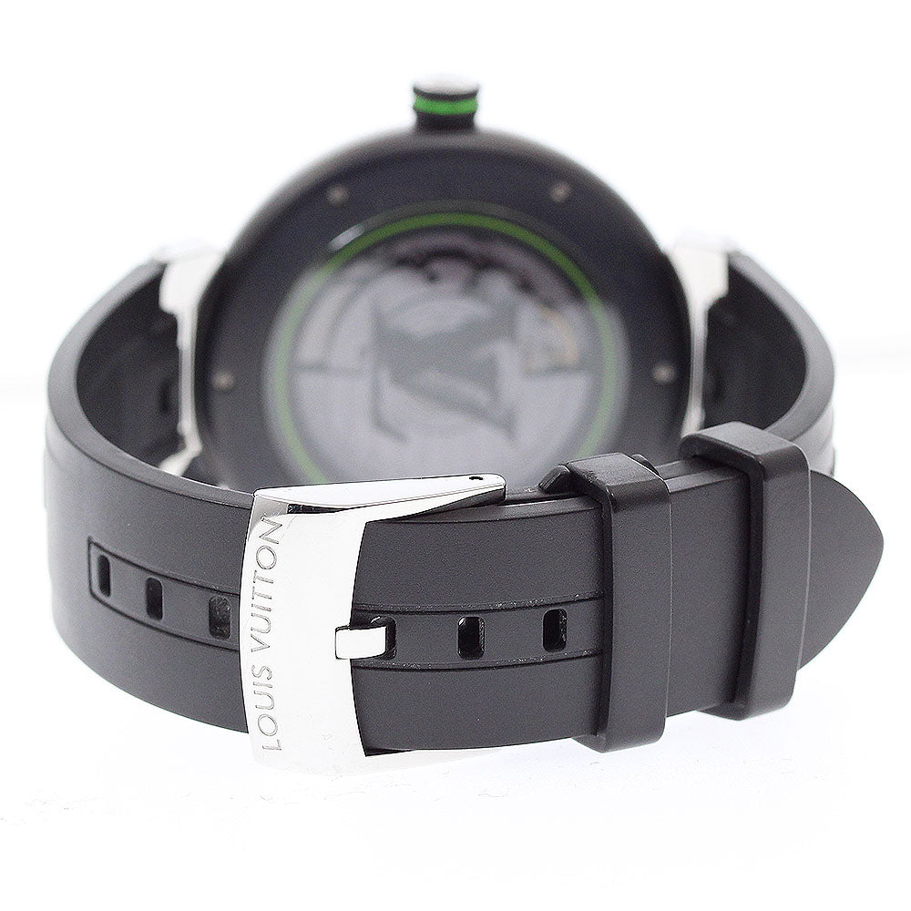 LOUIS VUITTON QA131 Tambour Automatic Men's Watch with Box and Warranty Card