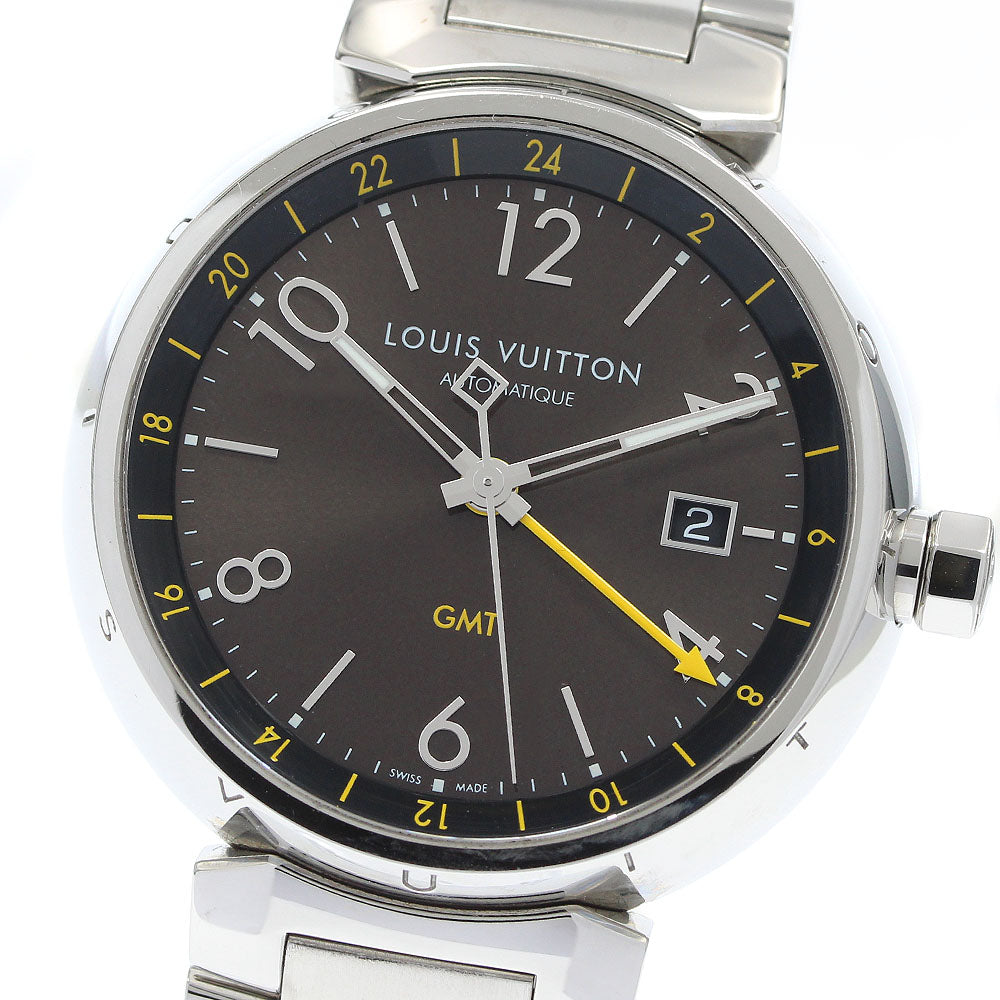 LOUIS VUITTON Q1155 Tambour GMT Date Automatic Men's Watch Excellent Condition with Box