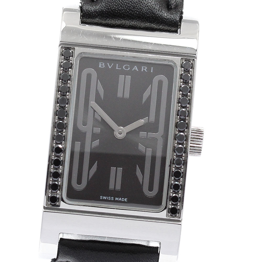 BVLGARI RT39S Rettangolo Black Diamond Bezel Quartz Women's Watch
