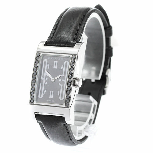 BVLGARI RT39S Rettangolo Black Diamond Bezel Quartz Women's Watch