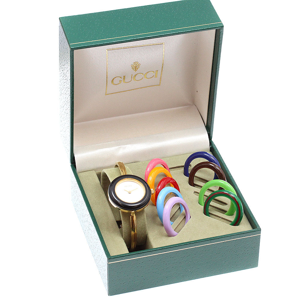 GUCCI 11/12.2 Changeable Bezel Quartz Ladies Watch with Inner Box